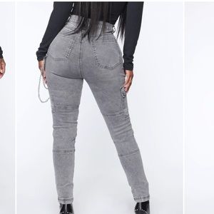 FASHION NOVA Off the Chain Cargo Pants- Grey